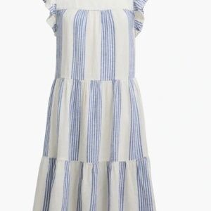 J.Crew Factory Women’s Blue White Striped Linen Blend Mini Dress Size 10 Summer